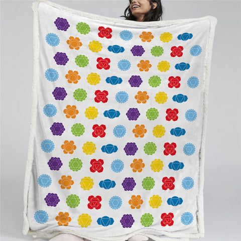 Image of Chakra Icons Themed Sherpa Fleece Blanket