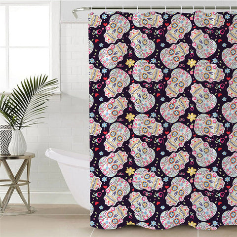Image of Cute Skull Pattern Shower Curtain