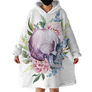 Floral Skull SWLF0017 Hoodie Wearable Blanket