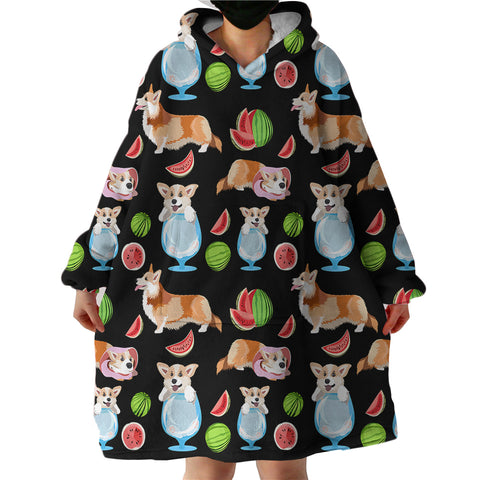 Image of Melon Corgi SWLF2876 Hoodie Wearable Blanket