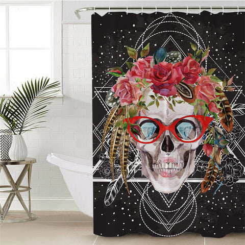 Image of Gaudy Feminine Skull Shower Curtain