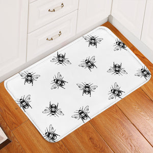 Bee Patterns White Door Mat