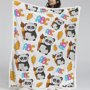 ABC Panda Patterns Sherpa Fleece Blanket