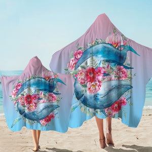 Rosy Whales Hooded Towel