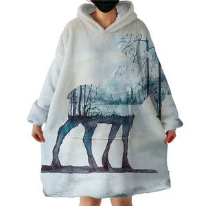 Winter Moose SWLF0294 Hoodie Wearable Blanket