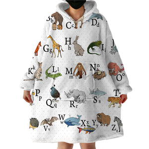 Animal Alphabet SWLF0494 Hoodie Wearable Blanket