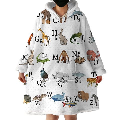 Image of Animal Alphabet SWLF0494 Hoodie Wearable Blanket