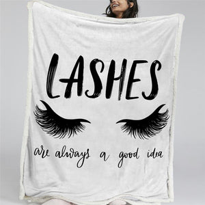 Black Lashes Sherpa Fleece Blanket - Beddingify