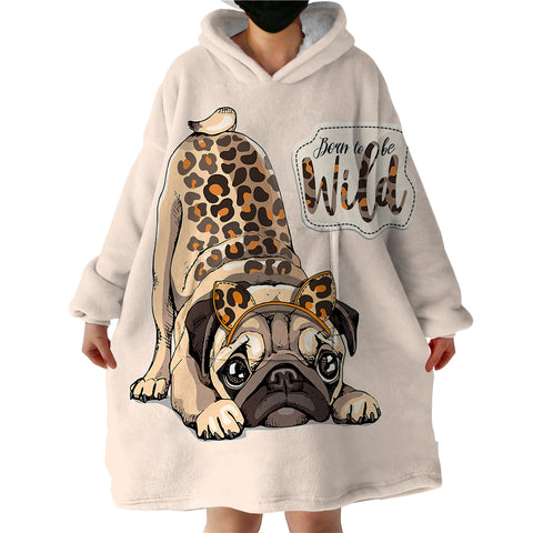 Image of Be Wild Pug SWLF0762 Hoodie Wearable Blanket