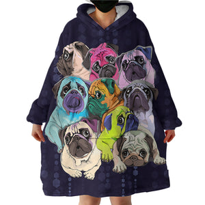 Pug Patterns SWLF0471 Hoodie Wearable Blanket