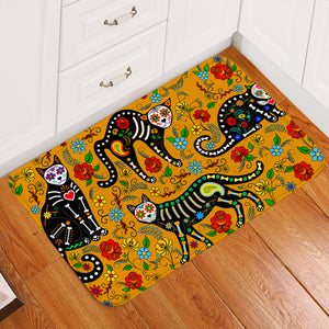 X-rayed Cats Yellow Door Mat