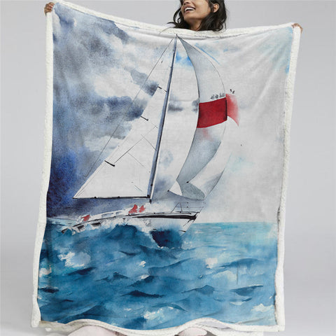 Image of Surfing Sailing Sherpa Fleece Blanket - Beddingify