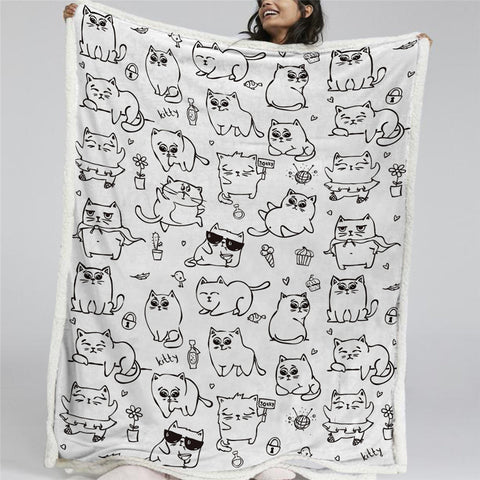 Image of Cute Cats Sherpa Fleece Blanket - Beddingify