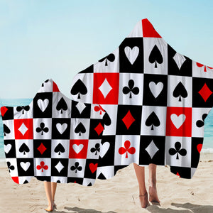 Card Suits Checked Hooded Towel