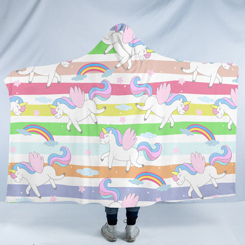 Image of Rainbow Unicorns SW1566 Hooded Blanket