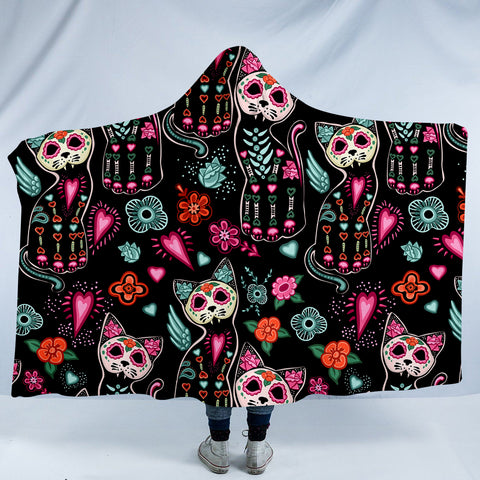 Image of Cat Skull Meow SW1169 Hooded Blanket