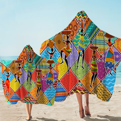 Image of Colored Patterns African Ladies Hooded Towel