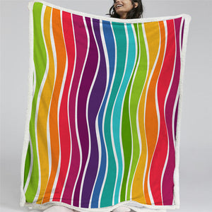 Colorful Stripes Sherpa Fleece Blanket