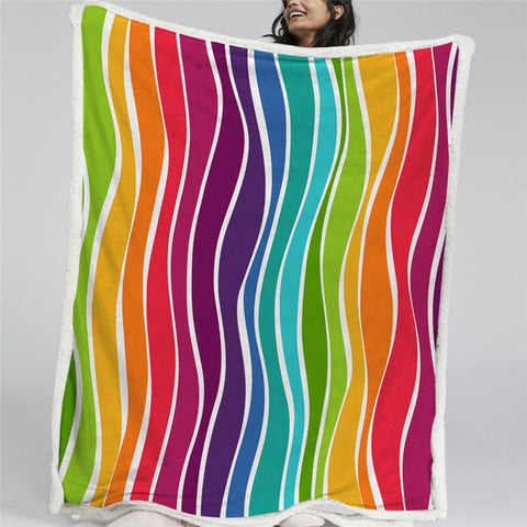 Image of Colorful Stripes Sherpa Fleece Blanket