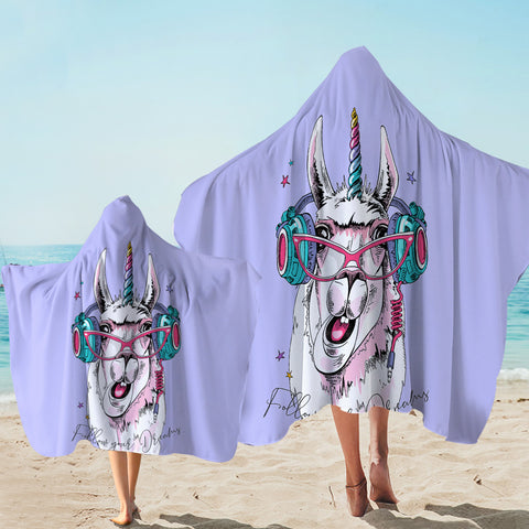 Image of Unihorn Llama Indigo Hooded Towel