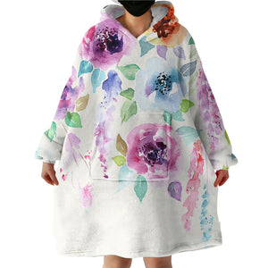 Watercolored Roses SWLF0482 Hoodie Wearable Blanket