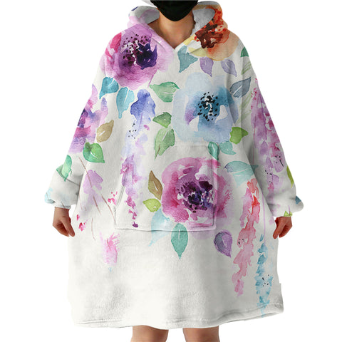 Image of Watercolored Roses SWLF0482 Hoodie Wearable Blanket