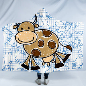 Cow Drawing SW0746 Hooded Blanket