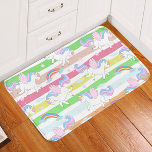 Cute Unicorns Stripe Door Mat