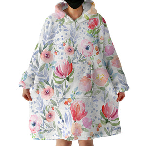 Watercolored Flowers SWLF0990 Hoodie Wearable Blanket