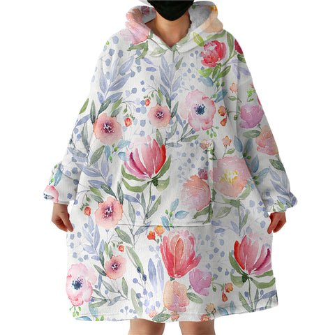 Image of Watercolored Flowers SWLF0990 Hoodie Wearable Blanket