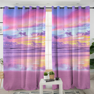 Pink Sunrise Beach 2 Panel Curtains