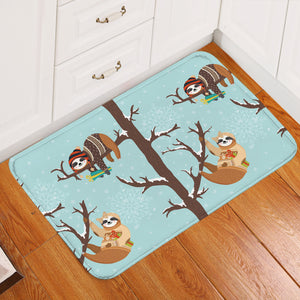 Winter Sloths Door Mat