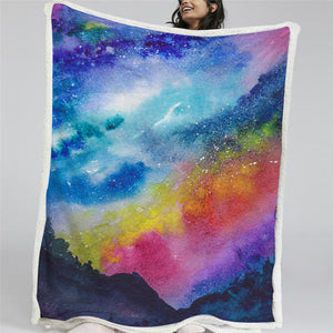 Colorful Universe Sherpa Fleece Blanket