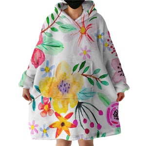 Floral Themed SWLF2786 Hoodie Wearable Blanket