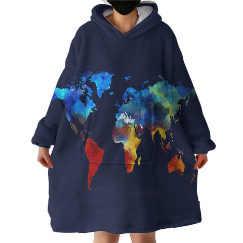 Image of World Map SWLF1907 Hoodie Wearable Blanket