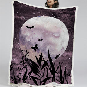 Moon Night Sherpa Fleece Blanket