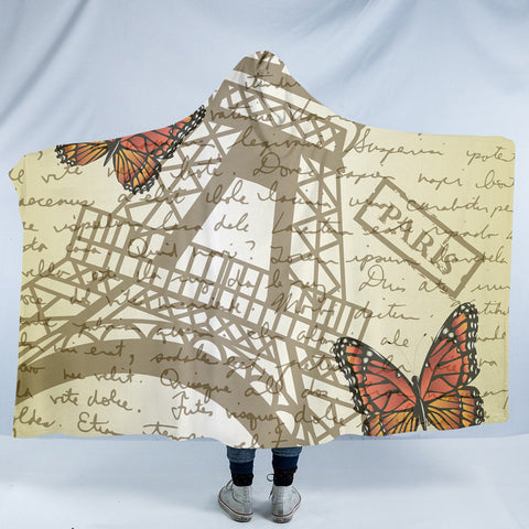 Image of Paris Letter SW1537 Hooded Blanket