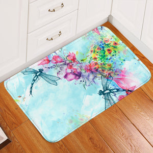 Dragonflies Floral Door Mat