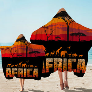 Africa Savannah Sunset Hooded Towel