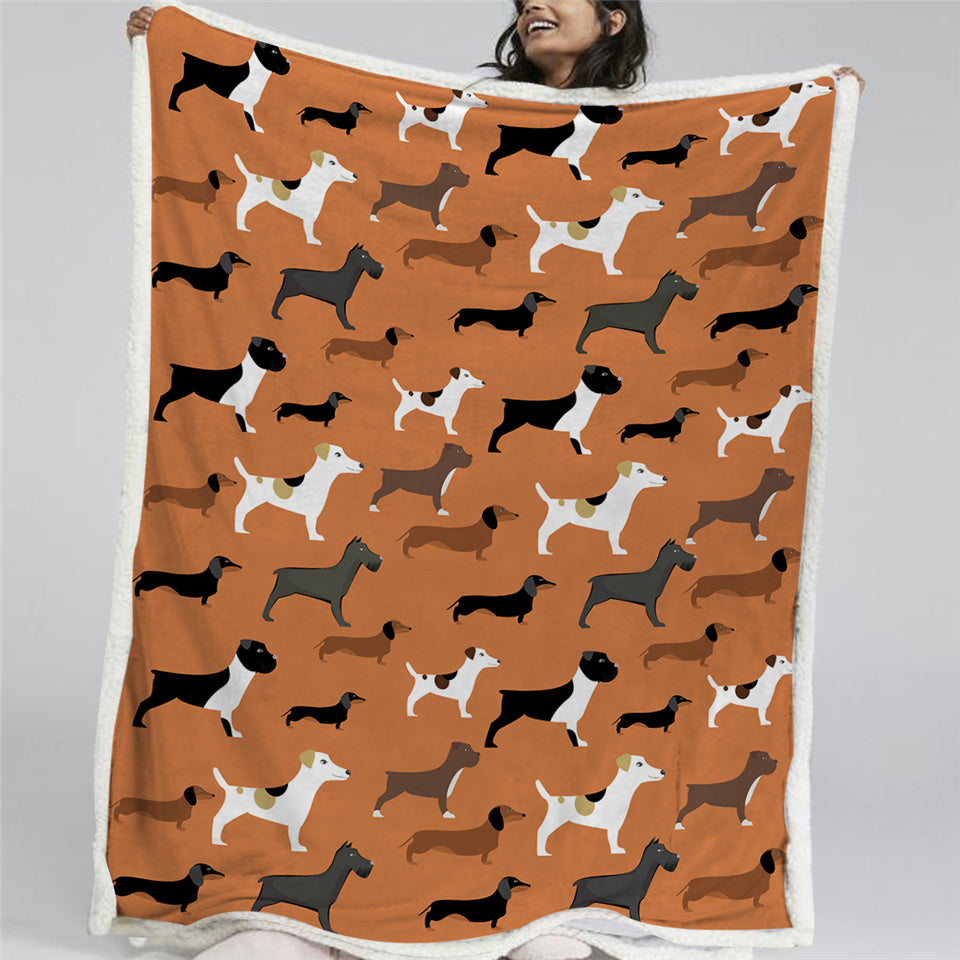 Dog Pattern Sherpa Fleece Blanket - Beddingify