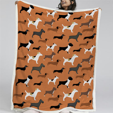 Image of Dog Pattern Sherpa Fleece Blanket - Beddingify