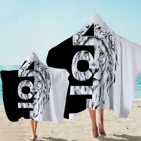 Image of Black & White Lion Hooded Towel