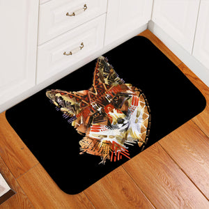 Tribal Fox Black Door Mat