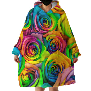 Multicolored Roses SWLF0627 Hoodie Wearable Blanket