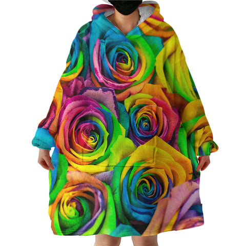 Image of Multicolored Roses SWLF0627 Hoodie Wearable Blanket