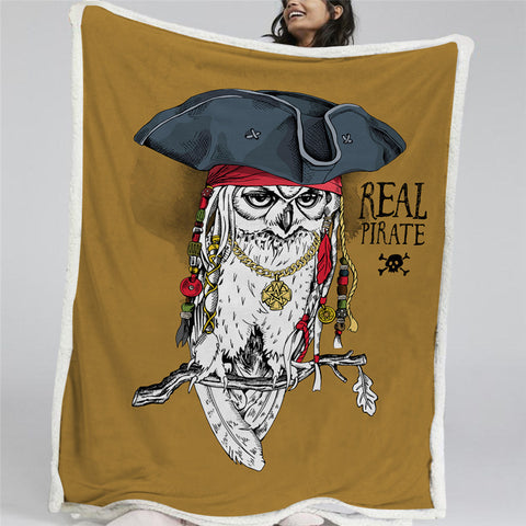 Image of Pirate Owl Sherpa Fleece Blanket