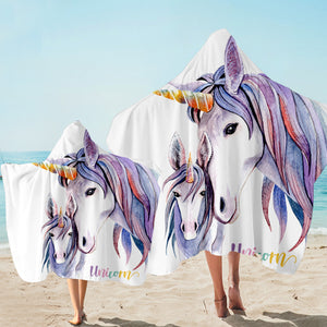 Painted Unicorn White Hooded Towel