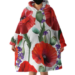 Red Poppy SWLF2796 Hoodie Wearable Blanket