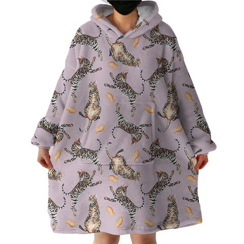 Image of Striped Cat SWLF2713 Hoodie Wearable Blanket