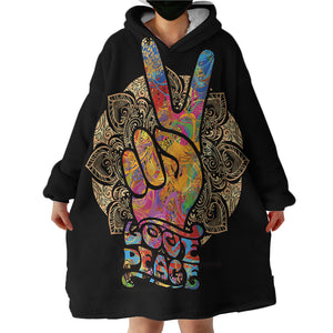 Love & Peace Handsign SWLF0464 Hoodie Wearable Blanket